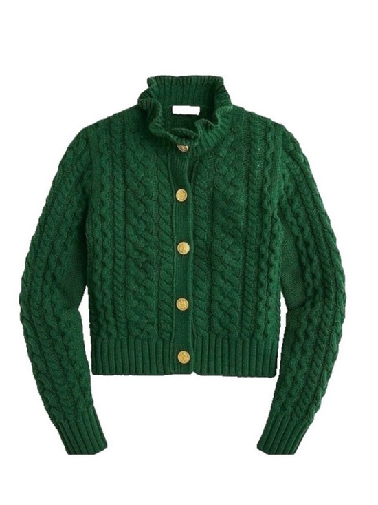 J. Crew Sweaters - Like NEW J.Crew Green Cable Knit Cardigan Sweater